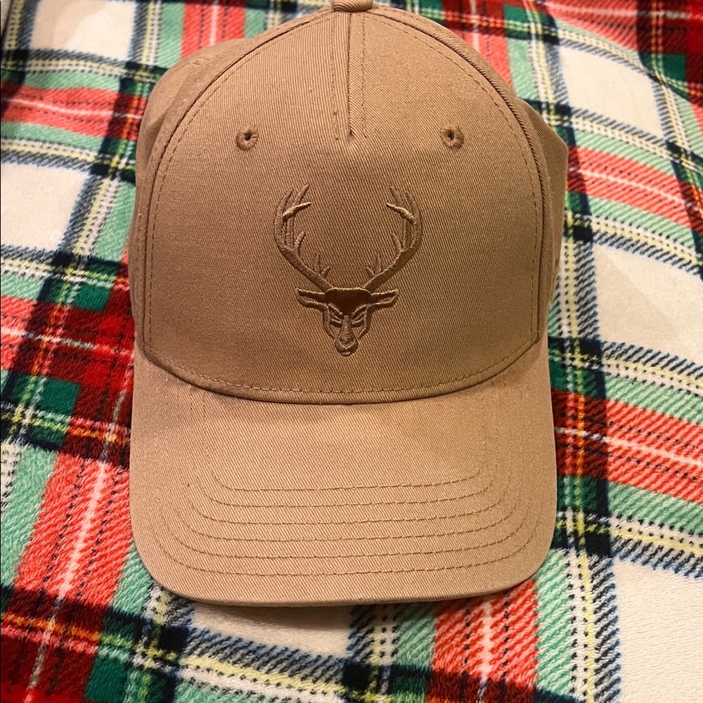 Men's Tan Embroidered Deer Cap